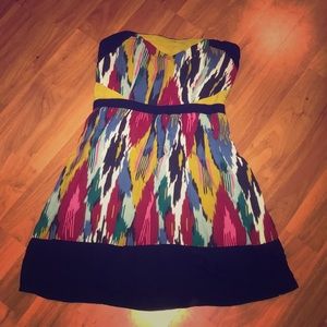 Multi color Strapless dress